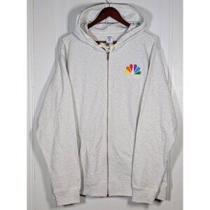 NBC Peacock Cyber Crew Sweatshirt Hooded Full Zip Gray Size XXL 2XL Hoodie News